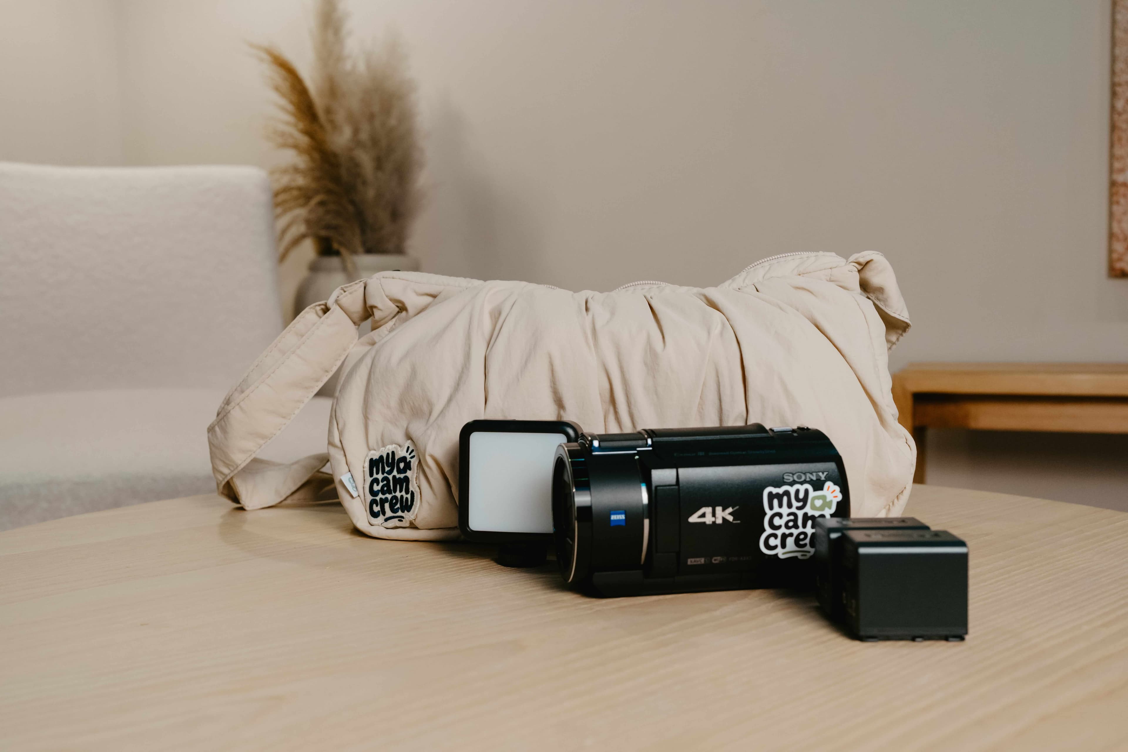 One-Cam Crew kit One Sony 4K camcorder kit with light and carry bag